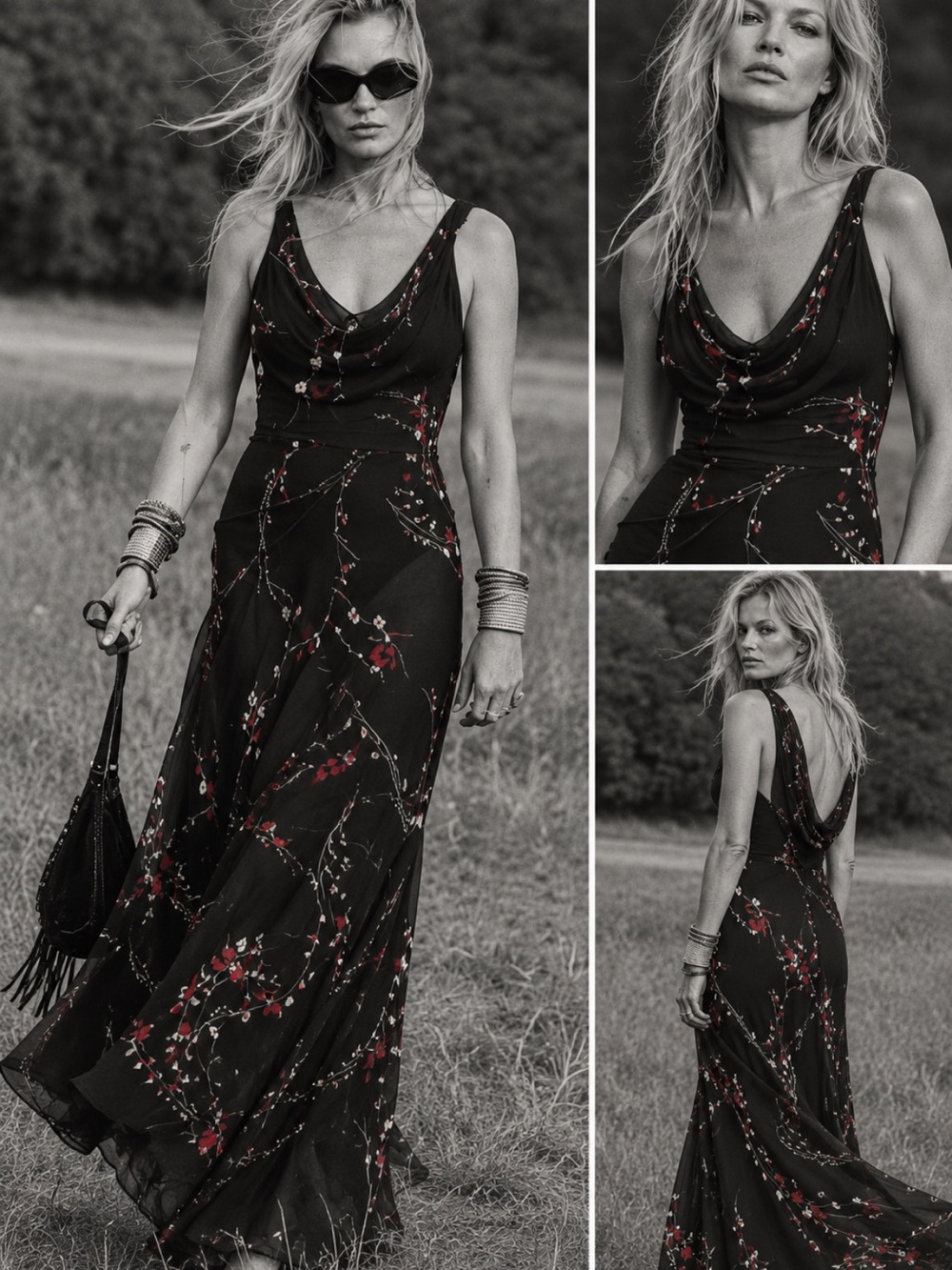 Zara x Kate Moss NWT 100% silk printed dress 3731/842
